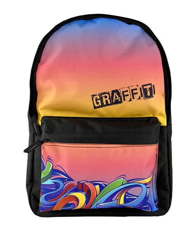 Ghiozdan grafitti pentru adolescenti, inchidere cu fermoar, 44 x 32 x 14 cm - imagine 4
